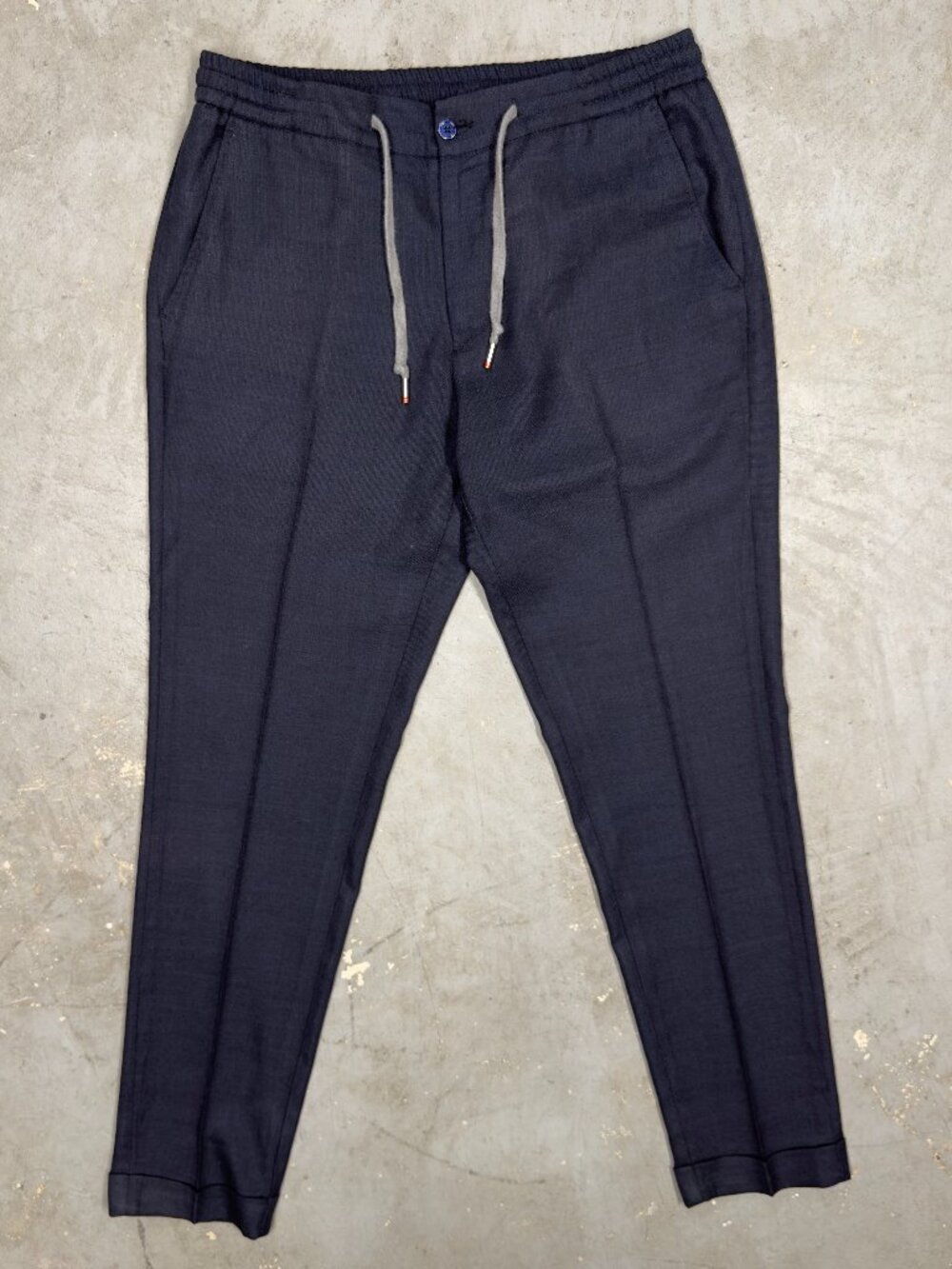 Marco Pescarolo Caracciolo Wool Pants Drawstring Trousers Italy Blue 36x30